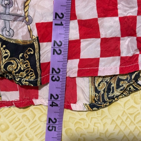 Vintage Silx Women's Red and Black Patterned Blouse - Picture 8 of 12